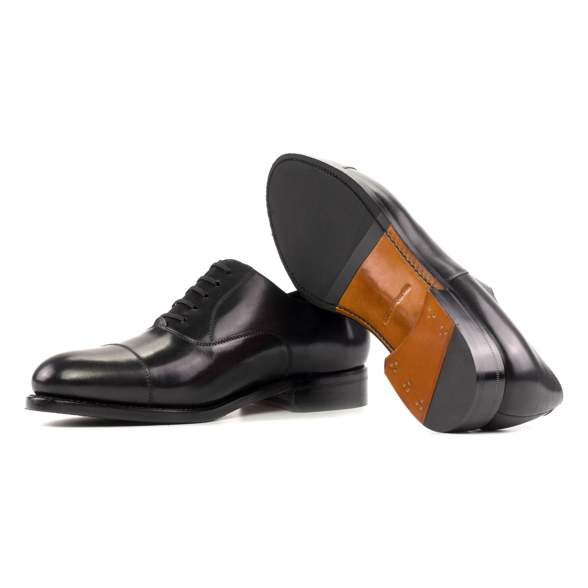 Richelieu bout droit en cuir noir (forme ronde) – vue 2