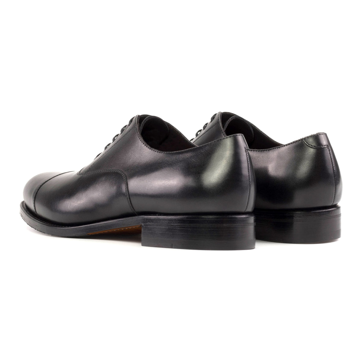 Richelieu bout droit en cuir noir (forme ronde) – vue 3