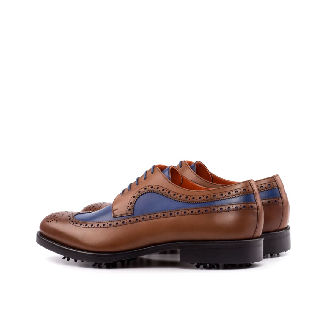 Derby brogue de golf en cuir gold et bleu – vue 3