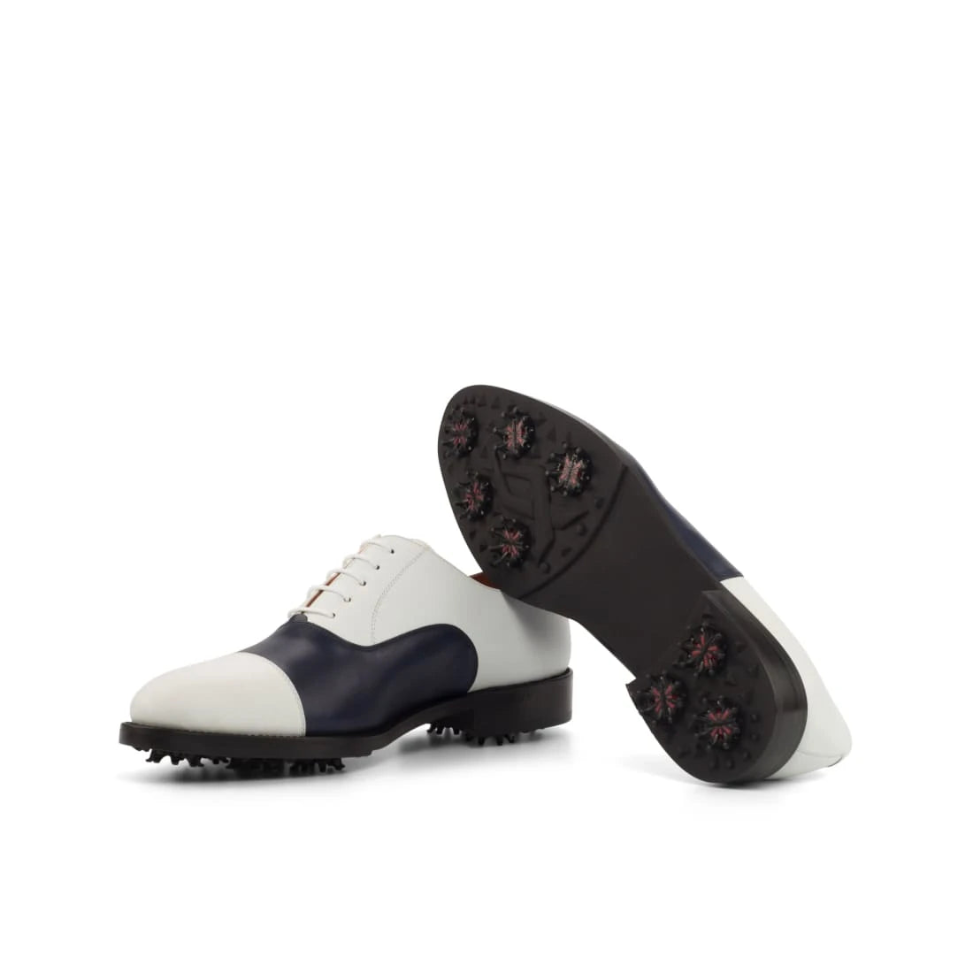 Richelieu de golf en cuir blanc et marine – vue 3