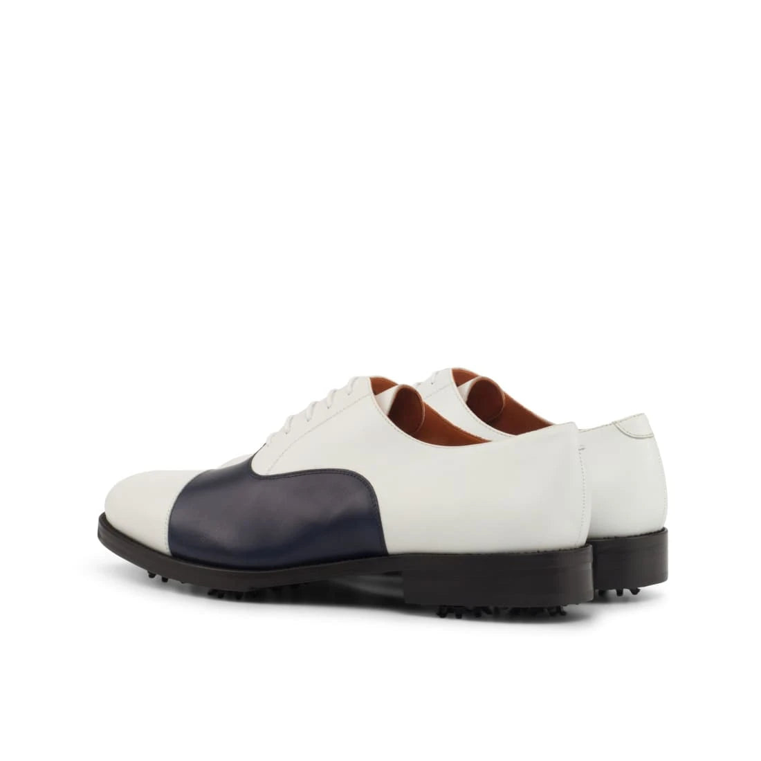 Richelieu de golf en cuir blanc et marine – vue 2