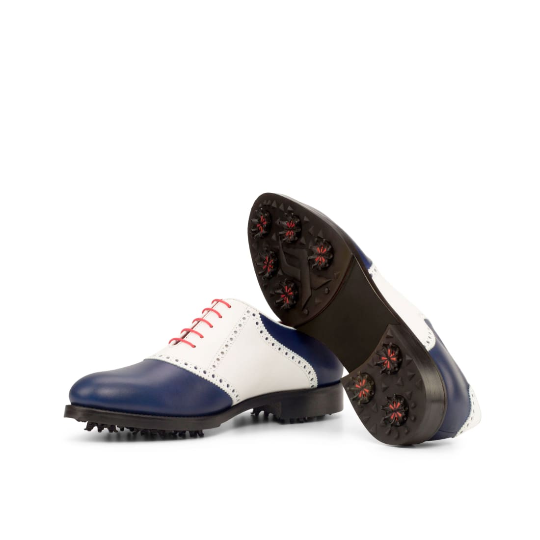 Richelieu de golf en cuir blanc et marine – vue 2