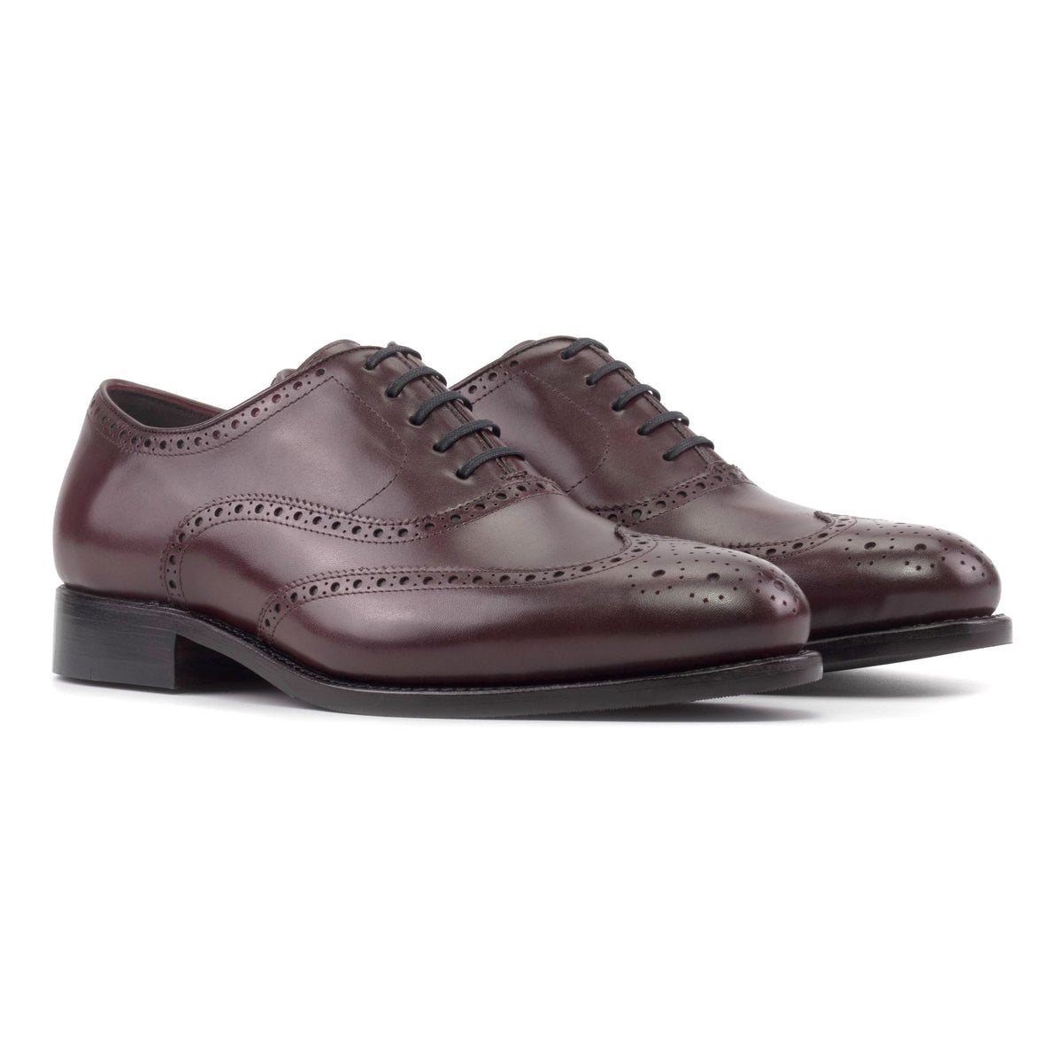 Richelieu fleuri en cuir bordeaux – vue 1