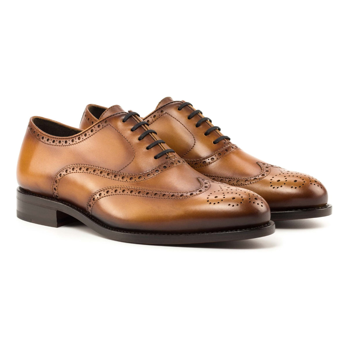 Richelieu fleuri en cuir gold – vue 1