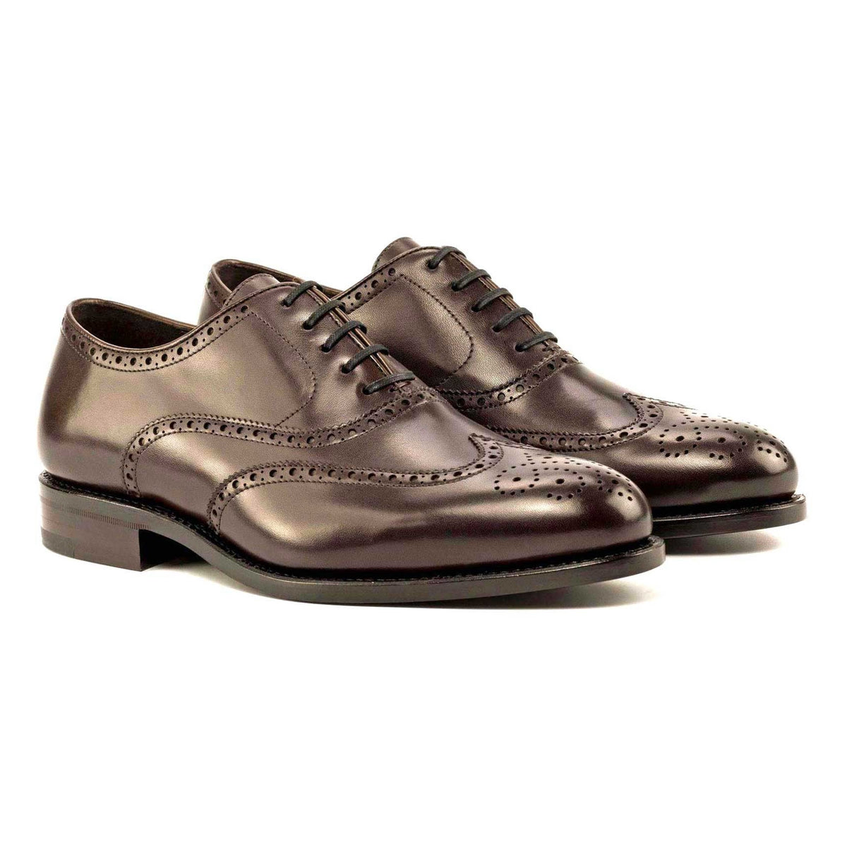 Richelieu fleuri en cuir marron – vue 1