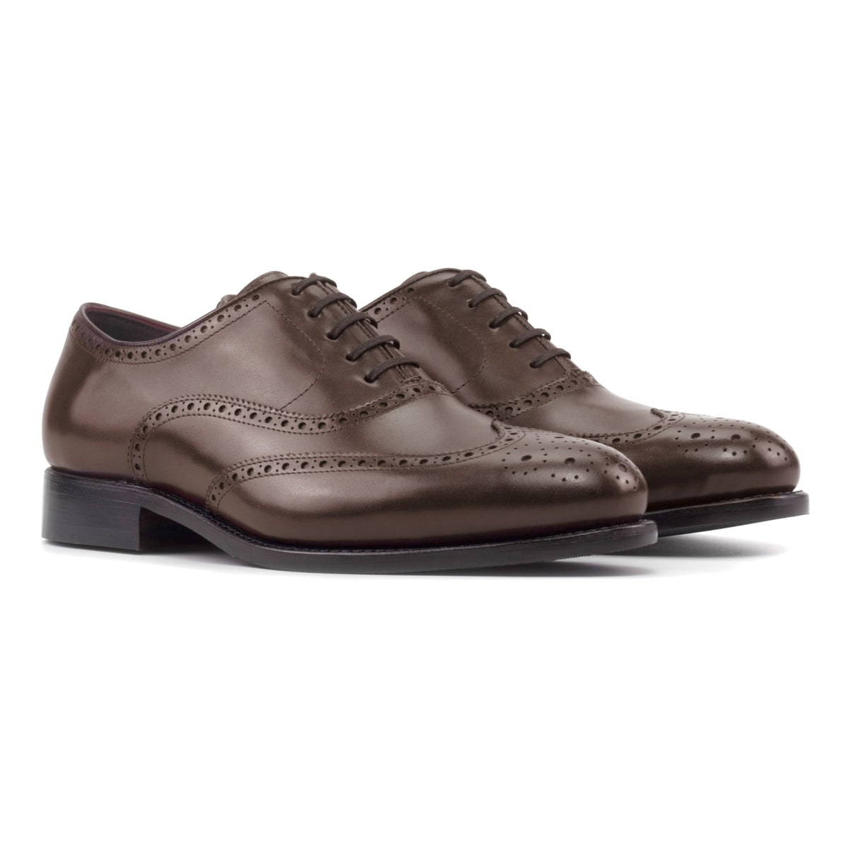 Richelieu fleuri en cuir marron moyen – vue 1