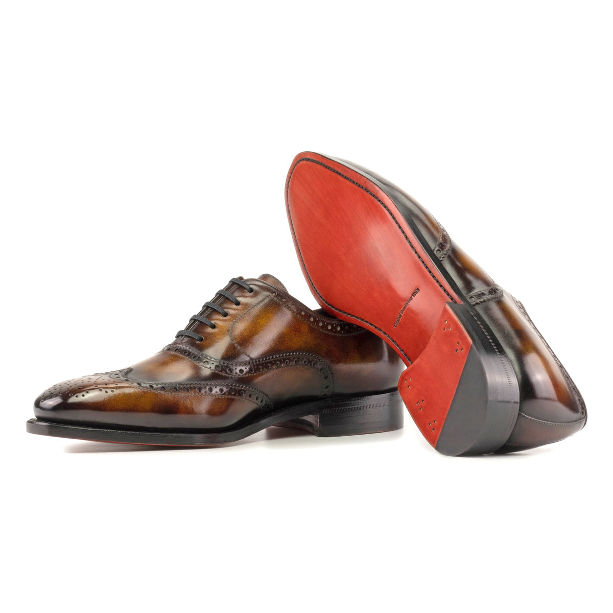 Richelieu fleuri en cuir patiné marron et cognac – vue 2