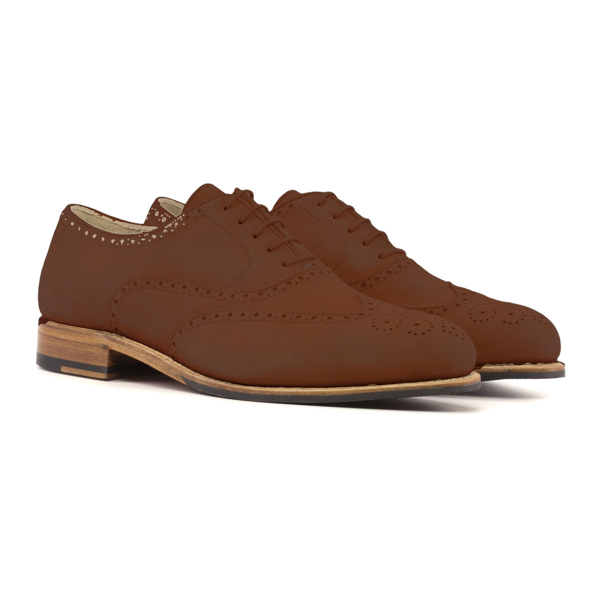 Richelieu fleuri en daim marron moyen – vue 1