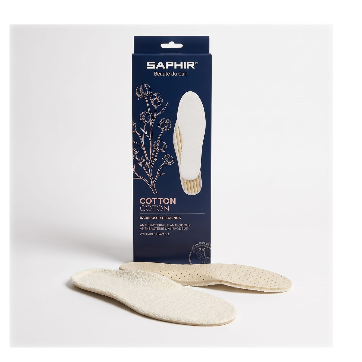 Semelles pieds nus Saphir, semelle sortie de son emballage