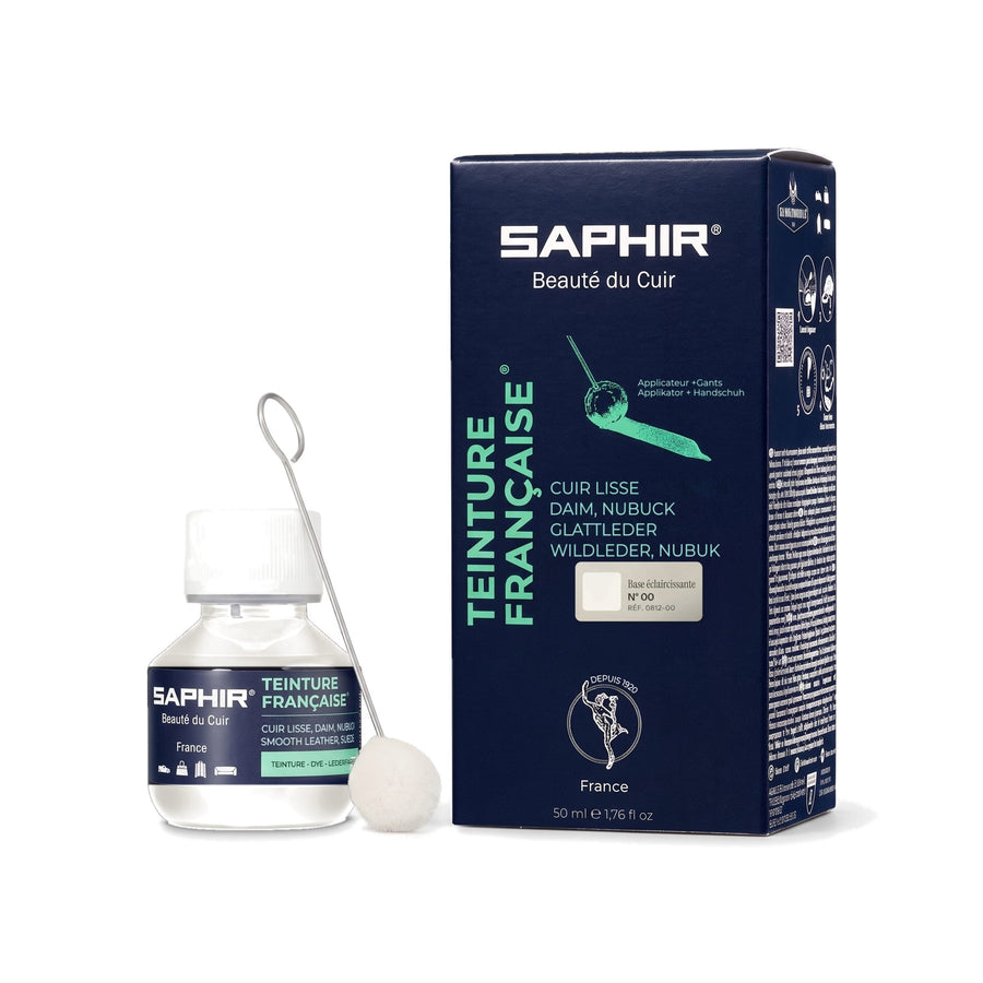 Teinture Française Saphir Base éclaircissante, flacon en verre de 50 ml avec bâtonnet applicateur et étui